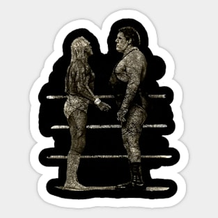 Andre the Giant vs Hulk Hogan Pencilart Sticker